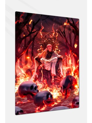 Charmbi Jujutsu Kaisen Sukuna Metal Poster Gamer Anime Film Tablosu – Parlak Baskı Modern Duvar Dekorasyonu