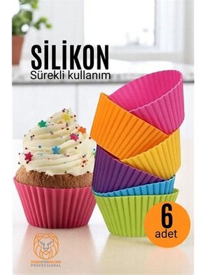 DIE GRUP Hsnet Silikon Muffin Kalıbı - Sürekli Kullanım Muffin Kek Kalıbı 6 Adet DIEGRP-HP34
