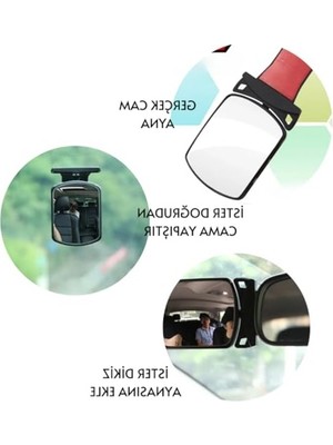 Aesco Kdot Bebek Araç Iç Dikiz Aynası, 360° Ayarlanabilir, 8x6 Cm, Kırılmaz Abs ve Cam