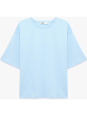 Koton Pamuklu Kısa Kollu Bisiklet Yaka Oversize Basic Tişört