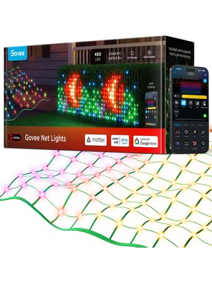 480 Led'li Çalılar Için Govee Hafif Zincir Ağı, Çeşitli Modlara Sahip 0,87×2,9m Dış Mekan Akıllı Işık Ağı, Çalılar Için Dıy Fonksiyonu, Çim Dekoru, Matter Alexa ile Uyumlu, IP67 Su Geçirmez