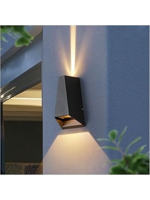 Aesco Malta Dekoratif Çift Yönlü LED Duvar Apliği - Siyah, IP54 Su Geçirmez, 3000K Gün Işığı, Cata Iç ve Dış Mekan Desenli Duvar Bahçe Aydınlatma (2X3W)          [enerji Sınıfı G]