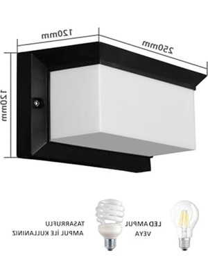 Aesco Bahçe Aydınlatması LED Işık 25CM E27 Duylu Zita Ultra Şapkalı Bahçe Duvar Aplik Su Geçirmez