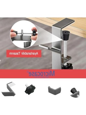 Aesco Ayarlanabilir Çift Başlı Masaya Monte Metal Taşıyıcı Çanta Kulaklık Poşet Eşya Vb. TUTUCU-AL4788 Gri