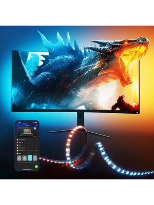 Monitör G1 Için Govee Oyun Işığı, 27-34 Inç Tv Veya Pc Için Tv LED Arka Işığı, Akıllı Rgbıc Wi-Fi Tv Arka Işığı, 123 Sahne Modu Uygulama Kontrolü ile Çift Işık Boncukları, Alexa ile Uyumlu
