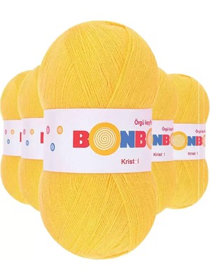 5 Adet Kristal El Örgü Lif Ipi Sarı 98217 - Bonbon Mudanis