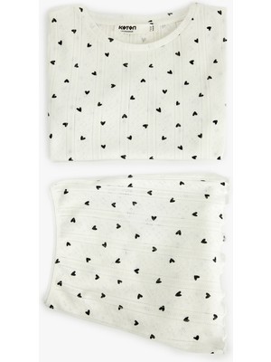 Koton Pamuklu Kısa Kollu Bisiklet Yaka Şortlu Pijama Takımı