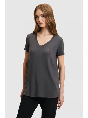 U.s. Polo Assn. Kadın Antrasit Tişört Basic 50323448-VR006