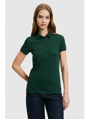 U.S. Polo Assn. Kadın Koyu Yeşil Polo Yaka Basic Tişört 50323461-VR101