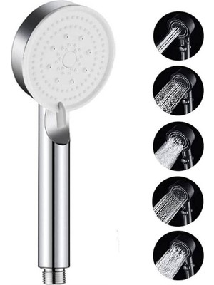 Aesco Busstier Turbo Duş Başlığı, Yüksek Basınçlı El Duşu, 5 Fonksiyonlu Duş Başlığı (Krom)