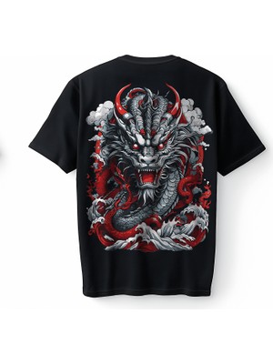 Bumeta Fire Red Dragon Fury Oversize Unisex Tişört T-Shirt