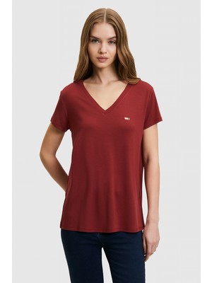 U.s. Polo Assn. Kadın Vişne Tişört Basic 50323448-VR223