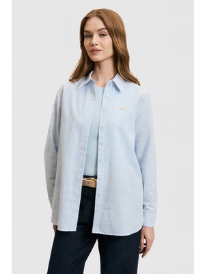 U.s. Polo Assn. Kadın Mavi Gömlek Desenli 50324635-VR036