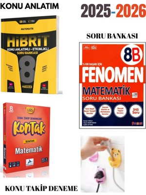 Paraf Yayınları 3'lü 8.sınıf Ünlüler Karma Matematik Set (Hibrit Konu + Kontak Deneme + Fenomen 8b Mat) Fiş Tutuculu