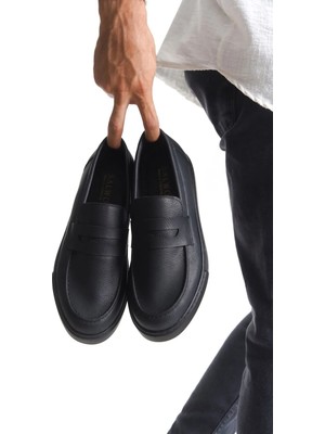 Kuback SLW180 Estilo x Bağcıksız Cilt Erkek Günlük Spor Klasik Ayakkabı St Siyah