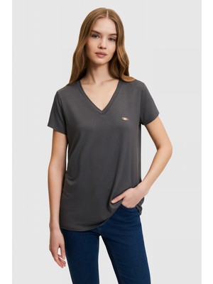 U.s. Polo Assn. Kadın Antrasit Tişört Basic 50321833-VR006