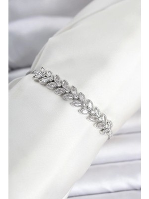 Inure Jewelry Pirinç Gümüş Renk Başak Model Su Yolu Kadın Bileklik