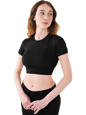 Musclecloth Aura Cross Crop T-Shirt Siyah