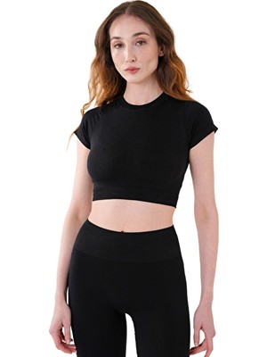 Musclecloth Nova Seamless Crop T-Shirt Siyah