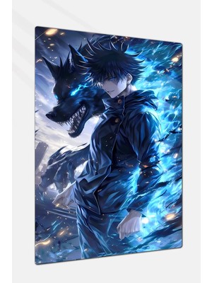 Charmbi Jujutsu Kaisen Megumi Metal Poster Tablo – Parlak Yüzey Canlı Baskı Modern Duvar Dekoru Gamer Anime
