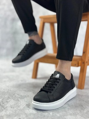 Kuback Erkek AYAKKABIBA0423 Boa Kalın Yüksek Taban Siyah Bağcıklı Spor Erkek Ayakkabı