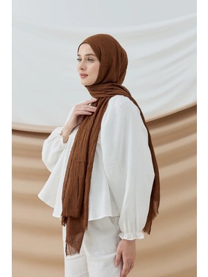 Modakaşmir Likya Kaymayan Bambu Şal Renk Kahverengi – 4 Mevsim Nefes Alan Yumuşak Doku