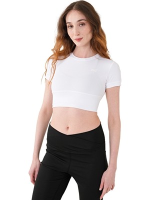 Musclecloth Aura Cross Crop T-Shirt Beyaz