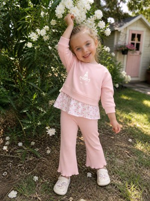 BeU Kids Kız Çocuk %100 Pamuk Unicorn Baskılı Alt Üst Takım