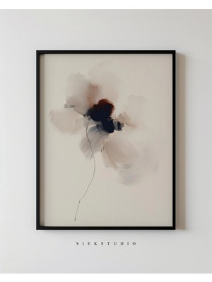 Ninastore Soyut Yumuşak Çiçek Desenli Sanat Eseri - Çağdaş Minimalist Pembe Çiçekli Duvar Sanatı - Modern