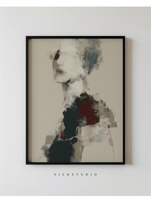 Ninastore Soyut Kadın Portresi Duvar Sanatı - Modern Bej ve Siyah Figür Baskısı - Çağdaş Moda Kadın Sanat