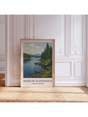 Ninastore Dağ Gölü Minimalist Baskı Illüstrasyon Sanatı Iskandinav Nötr Trend Duvar Sanatı Baskısı Nötr Duvar