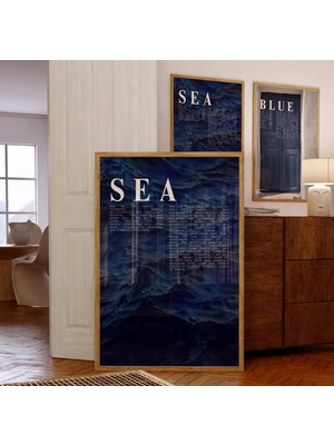Ninastore 2'li Set Lacivert ve Deniz Temalı Poster - Denizcilik Baskısı - Mavi Kıyı Duvar Sanatı - Deniz