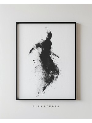 Ninastore Siyah Soyut Figür Duvar Sanatı - Minimalist Mürekkep Silüet Baskı - Modern Tek Renkli Poster -