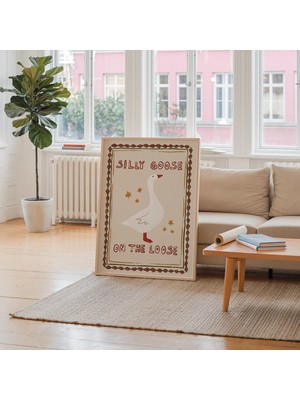Ninastore Kaçak Kaz - Sıradışı Çocuk Odası - Sevimli Hayvan Posteri - Nötr Bej Çocuk Odası - Çocuk Odası