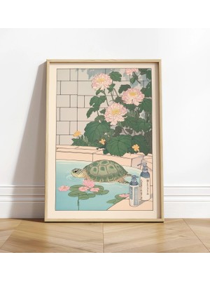 Ninastore Deniz Kaplumbağası Banyo Baskısı: Ukiyo-E Japon Sanatı Posteri