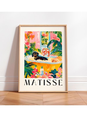 Ninastore Küvette Dachshund Baskısı: Komik Matisse Tarzı Köpek Sanatı