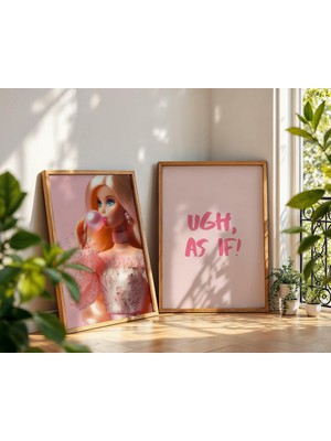 Ninastore Ah, Sanki 2'li Set - Pembe Sakız Baskıları - Retro Alıntı Posteri - Kız Çocuk Odası