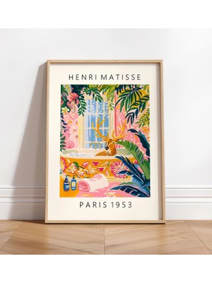 Ninastore Küvet Içinde Geyik Sanat Baskısı: Maksimalist Matisse Tarzı Banyo Duvar Sanatı