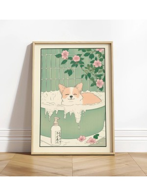 Ninastore Japandi Chihuahua Kanvas Tablo: Ukiyo-E Banyo Duvar Tablosu