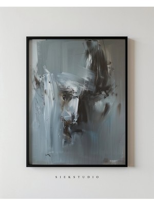 Ninastore Soyut Ekspresyonizm Portresi - Mavi ve Siyah Fırça Darbesi Sanatı - Modern Duvar Sanatı - Çağdaş