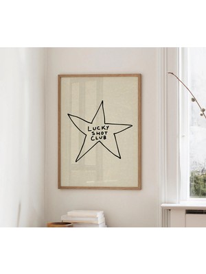 Ninastore Tarafsız Golf Baskısı - Şanslı Atış Kulübü Posteri - Minimalist Yıldız Duvar Sanatı (Baskı