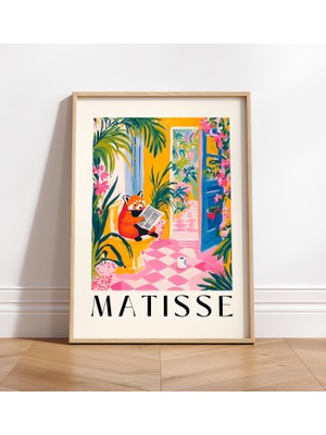 Ninastore Tuvalette Kırmızı Panda - Komik Banyo Duvar Sanatı - Matisse Baskısı - Dopamin Dekoru