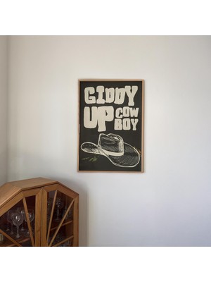 Ninastore Retro Kovboy "haydi Başlayalım" Sanat Baskısı - Batı Tarzı Duvar Dekoru (Baskı)
