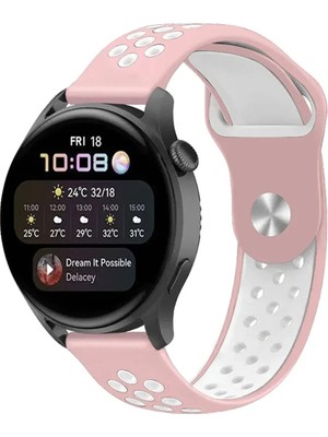 Newface Cosmotex New Watch 22MM Spor Delikli Kordon - Pembe-Beyaz
