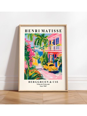 Ninastore Matisse Tarzı Sahil Sanatı Baskısı: Pembe Tropikal Y2K Dekorasyonu