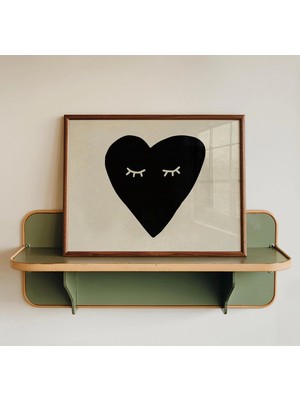 Ninastore Minimalist Kalp Baskısı - Siyah Kalp Duvar Sanatı - Modern Yatak Odası Dekorasyonu (Baskı