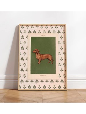 Ninastore Kahverengi Dachshund Baskısı - Nancy Meyers'tan Esinlenilmiş Vintage Dekor - Çiçekli Kır Evi Tarzı