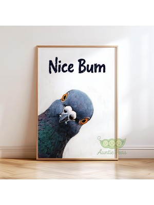Ninastore Sevimli Popo Banyo Duvar Sanatı - Komik Güvercin Baskısı - Tuhaf Kuş Posteri - Retro Hayvan Banyo