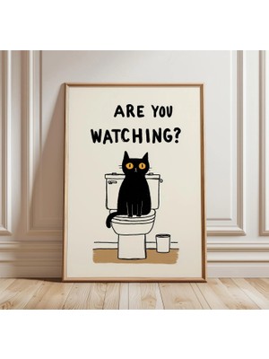Ninastore Komik Kedi Banyo Posteri | Beni Izliyor Musun Baskısı | Mizahi Tuvalet Duvar Sanatı | Minimalist