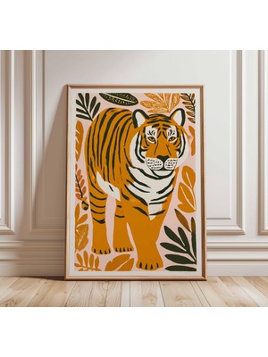 Ninastore Kaplan Duvar Sanatı - Orta Çağ Modern Orman Baskısı - Cesur Kaplan Posteri - Retro Hayvan Duvar